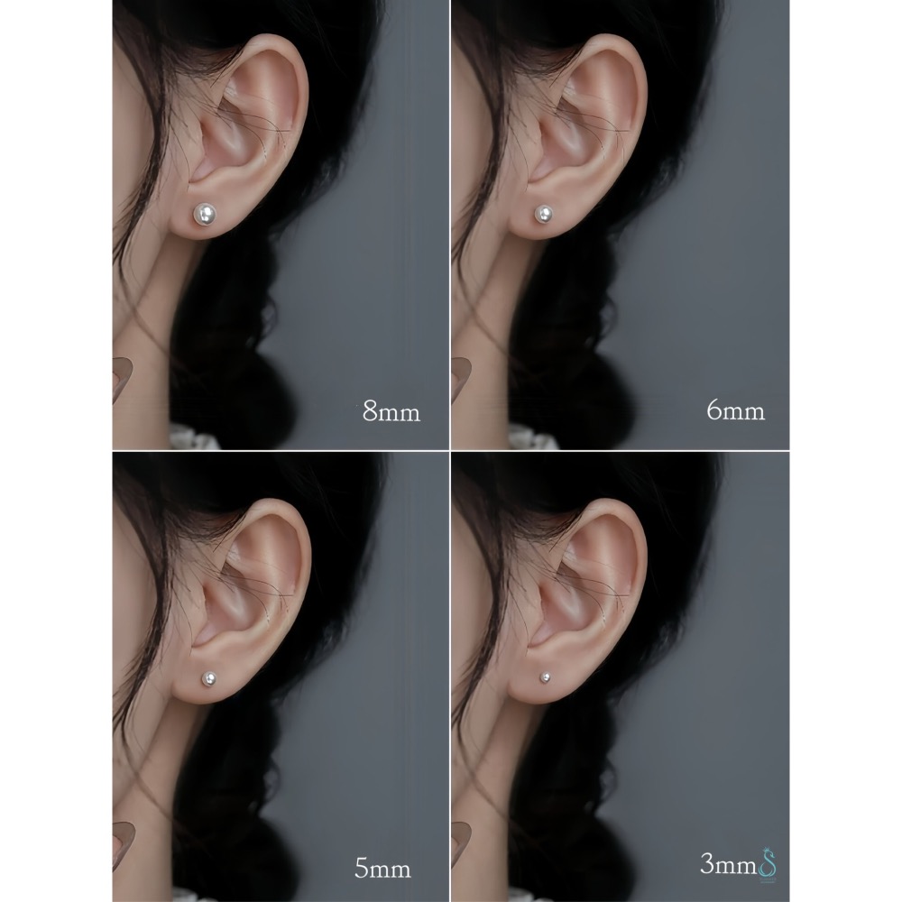 SUMMER 銀飾💫［925純銀］高光奶白珍珠耳環  簡約經典款珍珠耳針 養耳 純銀耳環 純銀飾品-細節圖8