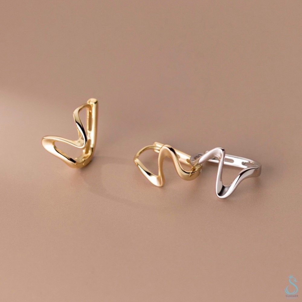 SUMMER 銀飾💫［925純銀］弦波曲線耳環 耳扣式耳環 純銀耳環-細節圖5