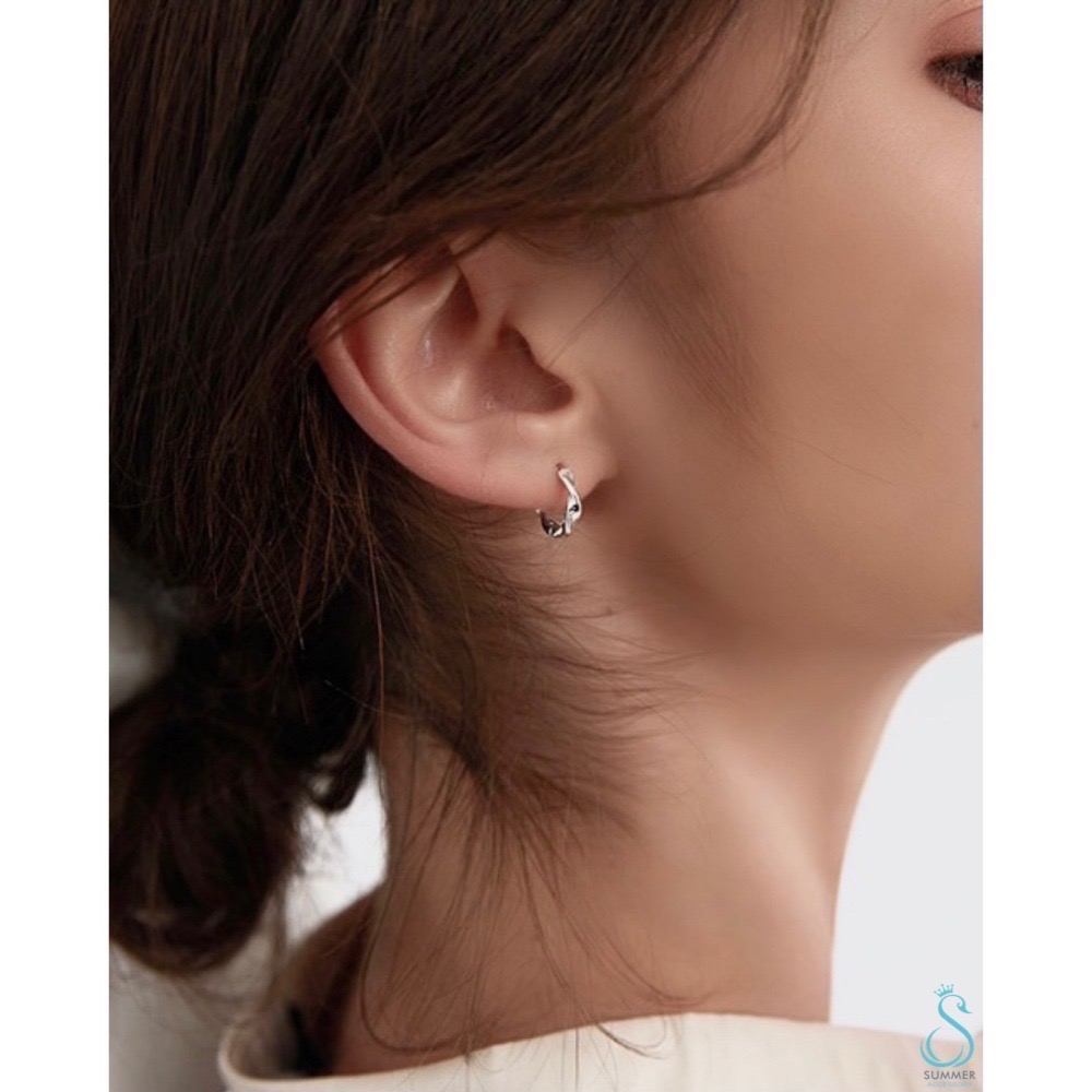 SUMMER韓 銀飾💫［925純銀］復古波卷耳環 純銀耳扣 純銀耳環 銀飾品-細節圖3