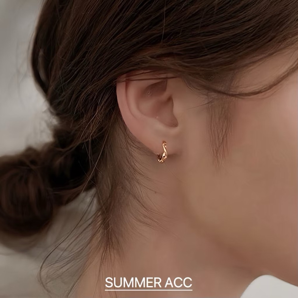 SUMMER韓 銀飾💫［925純銀］復古波卷耳環 純銀耳扣 純銀耳環 銀飾品-細節圖4