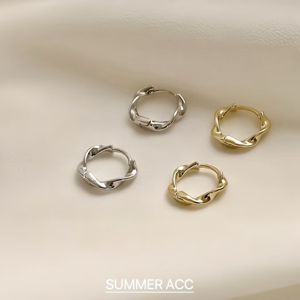 SUMMER韓 銀飾💫［925純銀］復古波卷耳環 純銀耳扣 純銀耳環 銀飾品-細節圖7