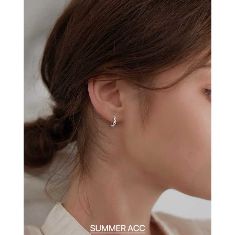 SUMMER韓 銀飾💫［925純銀］復古波卷耳環 純銀耳扣 純銀耳環 銀飾品-細節圖8