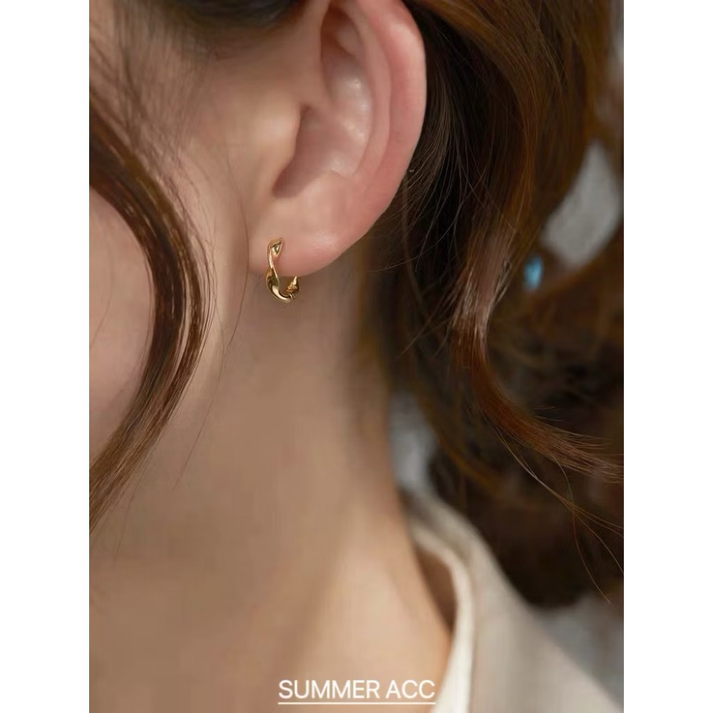 SUMMER韓 銀飾💫［925純銀］復古波卷耳環 純銀耳扣 純銀耳環 銀飾品-細節圖9
