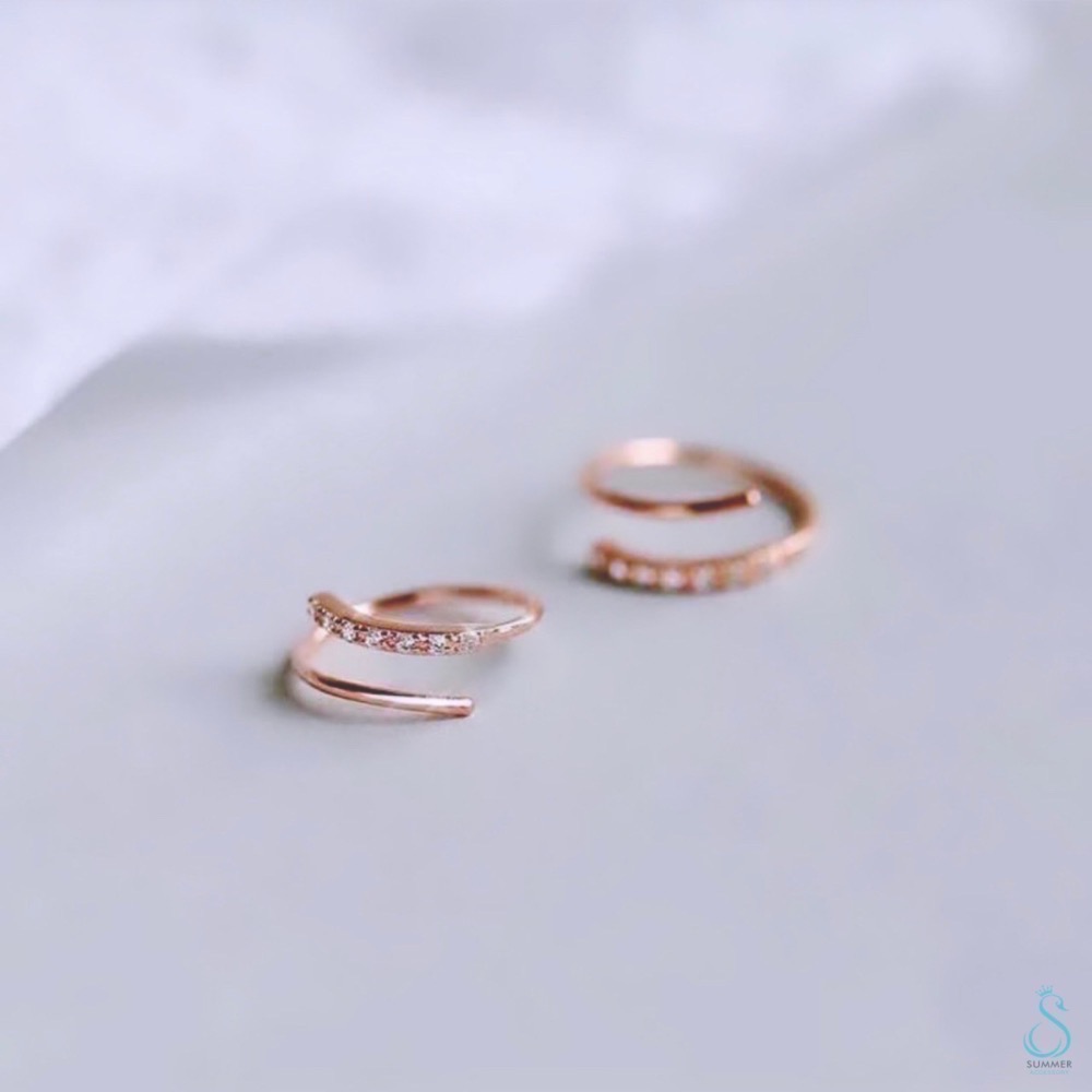 SUMMER 銀飾💫［925純銀］✨簡約百搭排鑽耳繞 純銀耳環-細節圖5