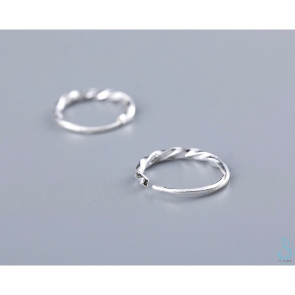 SUMMER 銀飾💫［990足銀］麻花卷耳環 圈圈耳環 純銀耳環-細節圖4
