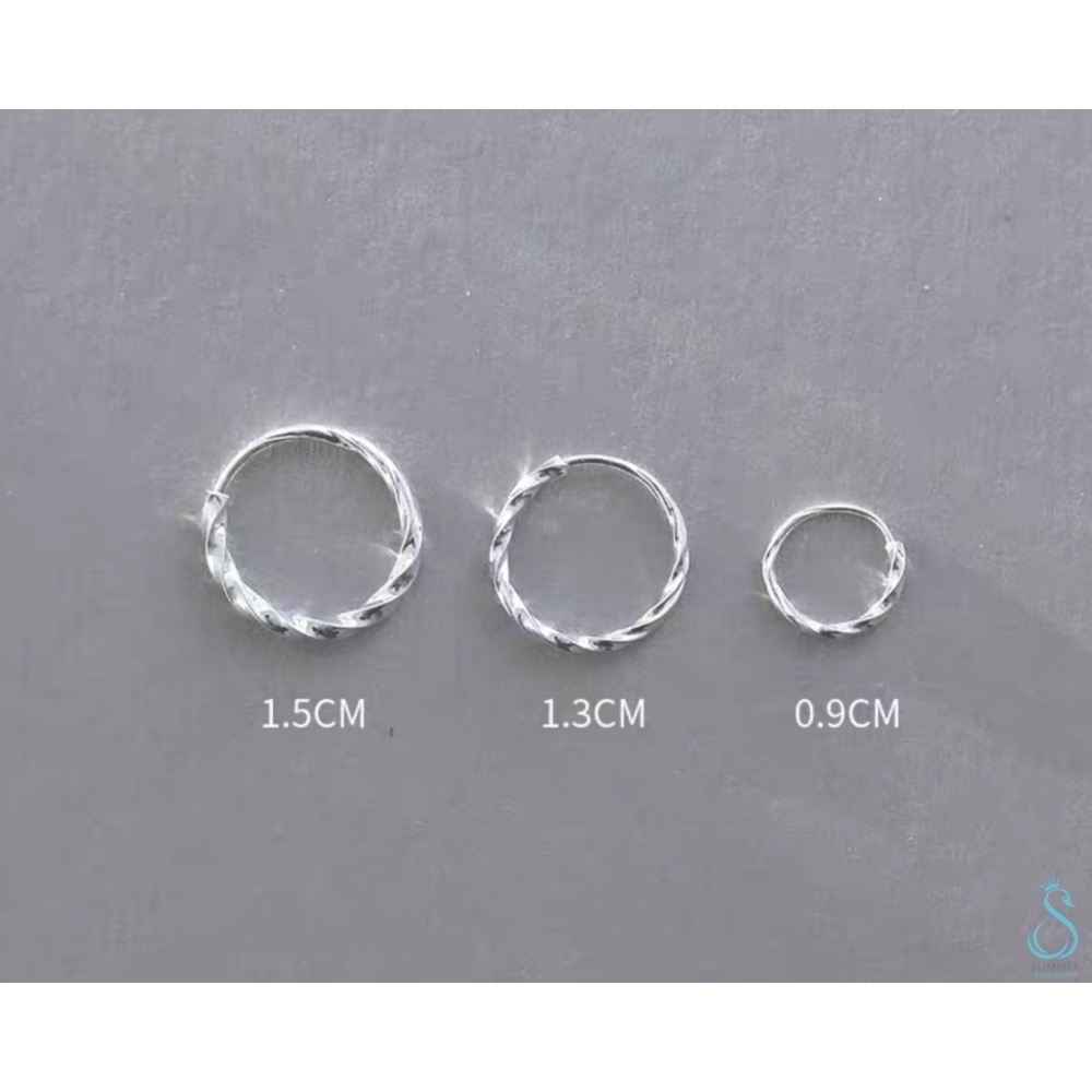 SUMMER 銀飾💫［990足銀］麻花卷耳環 圈圈耳環 純銀耳環-細節圖5