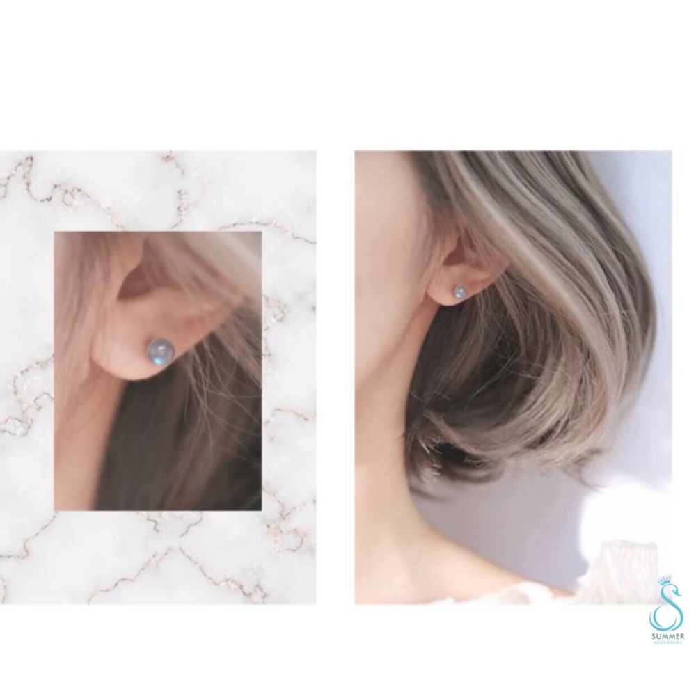 SUMMER 銀飾💫［925純銀］旺桃花❤️幸福愛情 天然草莓晶 月光石 耳針 純銀耳環-細節圖8