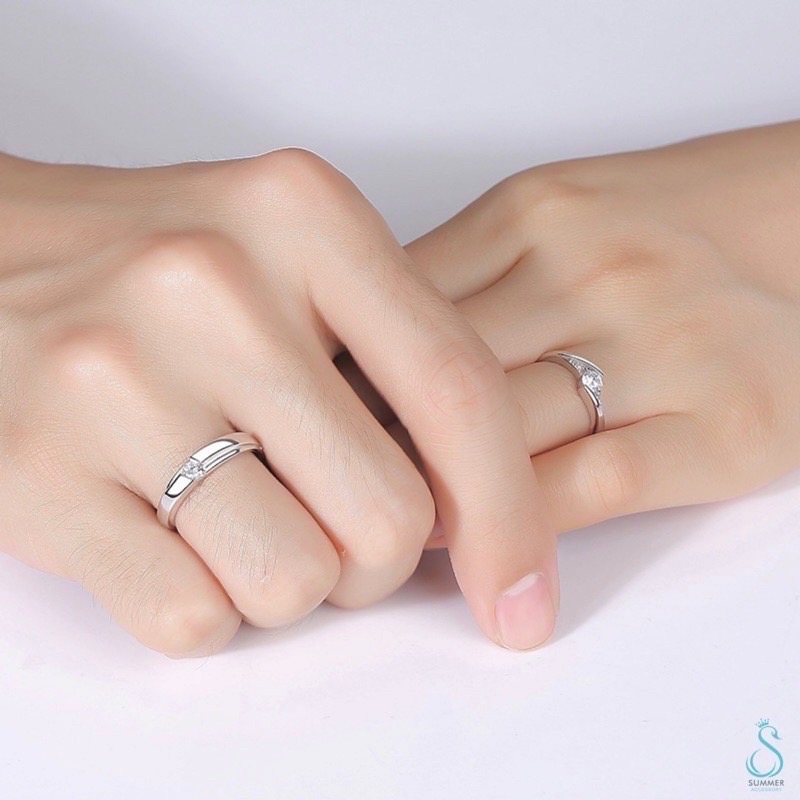 SUMMER 銀飾💫［925純銀］✨ 新款閃鑽💑情侶對戒 純銀戒指-細節圖4