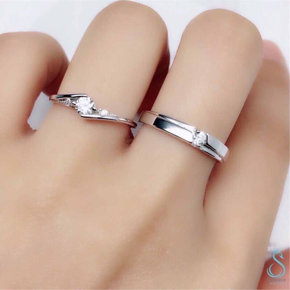 SUMMER 銀飾💫［925純銀］✨ 新款閃鑽💑情侶對戒 純銀戒指-細節圖5
