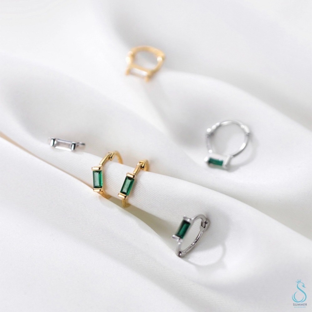 SUMMER 銀飾💫［925純銀］簡約方鑽耳扣 純銀耳環 貼耳舒適不過敏-細節圖3