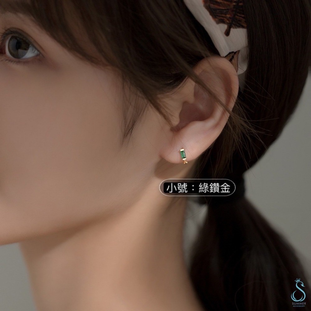 SUMMER 銀飾💫［925純銀］簡約方鑽耳扣 純銀耳環 貼耳舒適不過敏-細節圖4