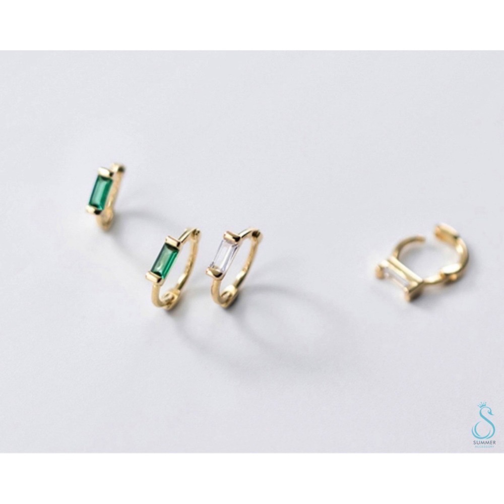 SUMMER 銀飾💫［925純銀］簡約方鑽耳扣 純銀耳環 貼耳舒適不過敏-細節圖6