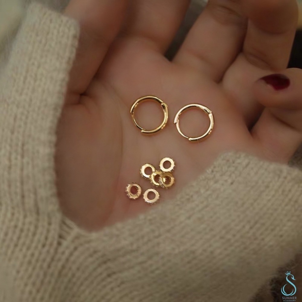 SUMMER 銀飾💫［925純銀］新款 多圈鑲鑽 耳扣耳環 易扣式耳環 純銀耳環 銀飾品-細節圖6