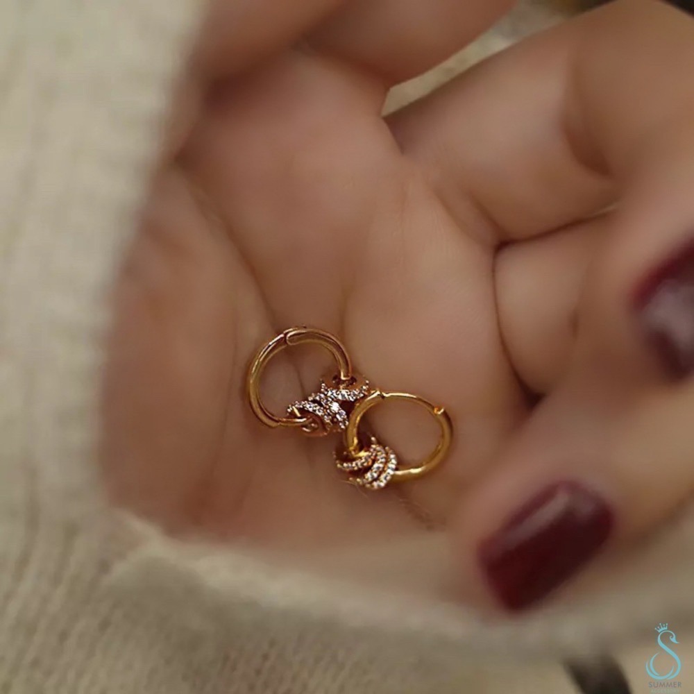 SUMMER 銀飾💫［925純銀］新款 多圈鑲鑽 耳扣耳環 易扣式耳環 純銀耳環 銀飾品-細節圖5