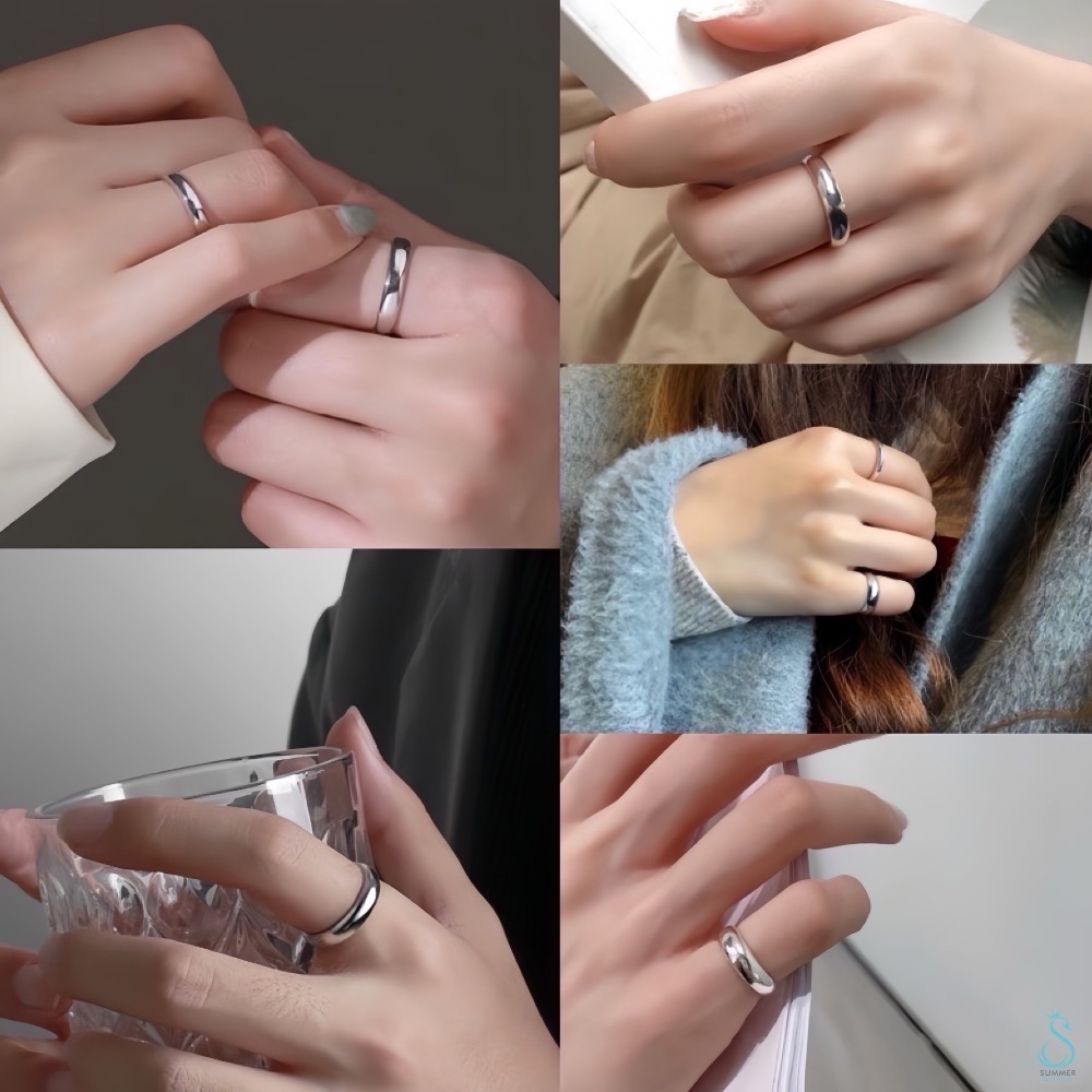 SUMMER 銀飾💫［999足銀］ 厚版素面戒 寬面尾戒 亮面戒指 情侶對戒 純銀戒指-細節圖2