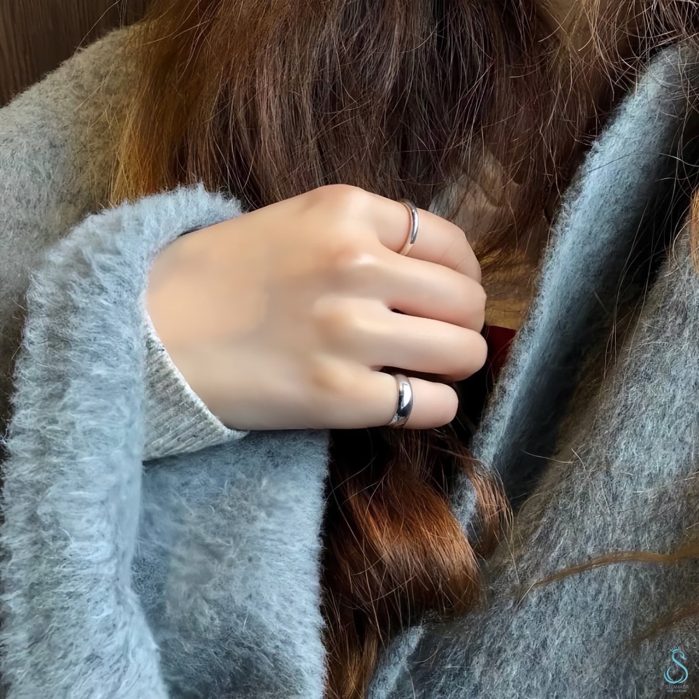 SUMMER 銀飾💫［999足銀］ 厚版素面戒 寬面尾戒 亮面戒指 情侶對戒 純銀戒指-細節圖8
