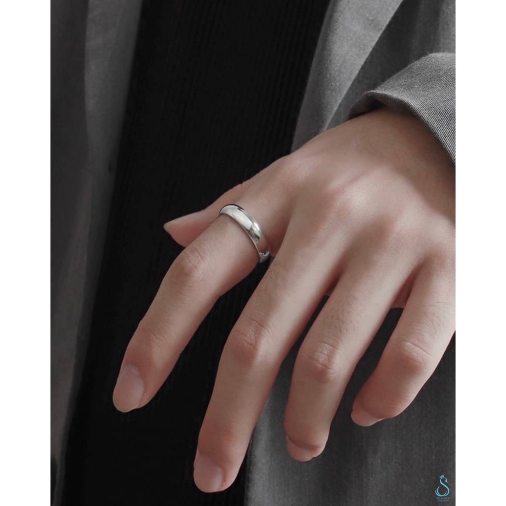 SUMMER 銀飾💫［999足銀］ 厚版素面戒 寬面尾戒 亮面戒指 情侶對戒 純銀戒指-細節圖9