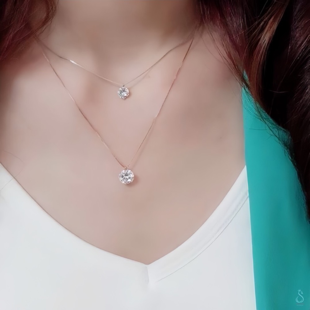 SUMMER 銀飾💫［925純銀］閃亮極致單鑽 一克拉閃鑽 愛心鑽 純銀項鍊-細節圖2