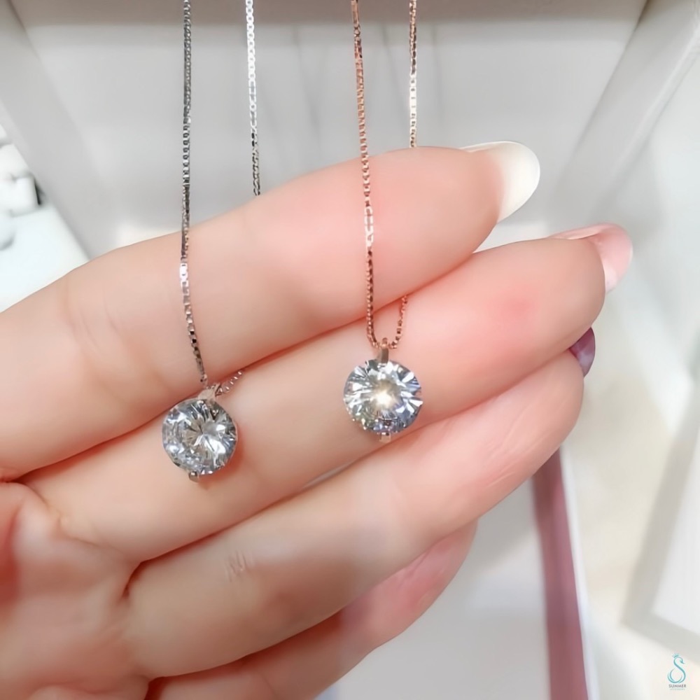 SUMMER 銀飾💫［925純銀］閃亮極致單鑽 一克拉閃鑽 愛心鑽 純銀項鍊-細節圖3