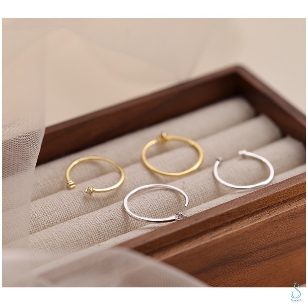 SUMMER 銀飾💫［925純銀］細緻單鑽戒 雙點鑽戒 尾戒 關節戒 純銀戒指-細節圖7