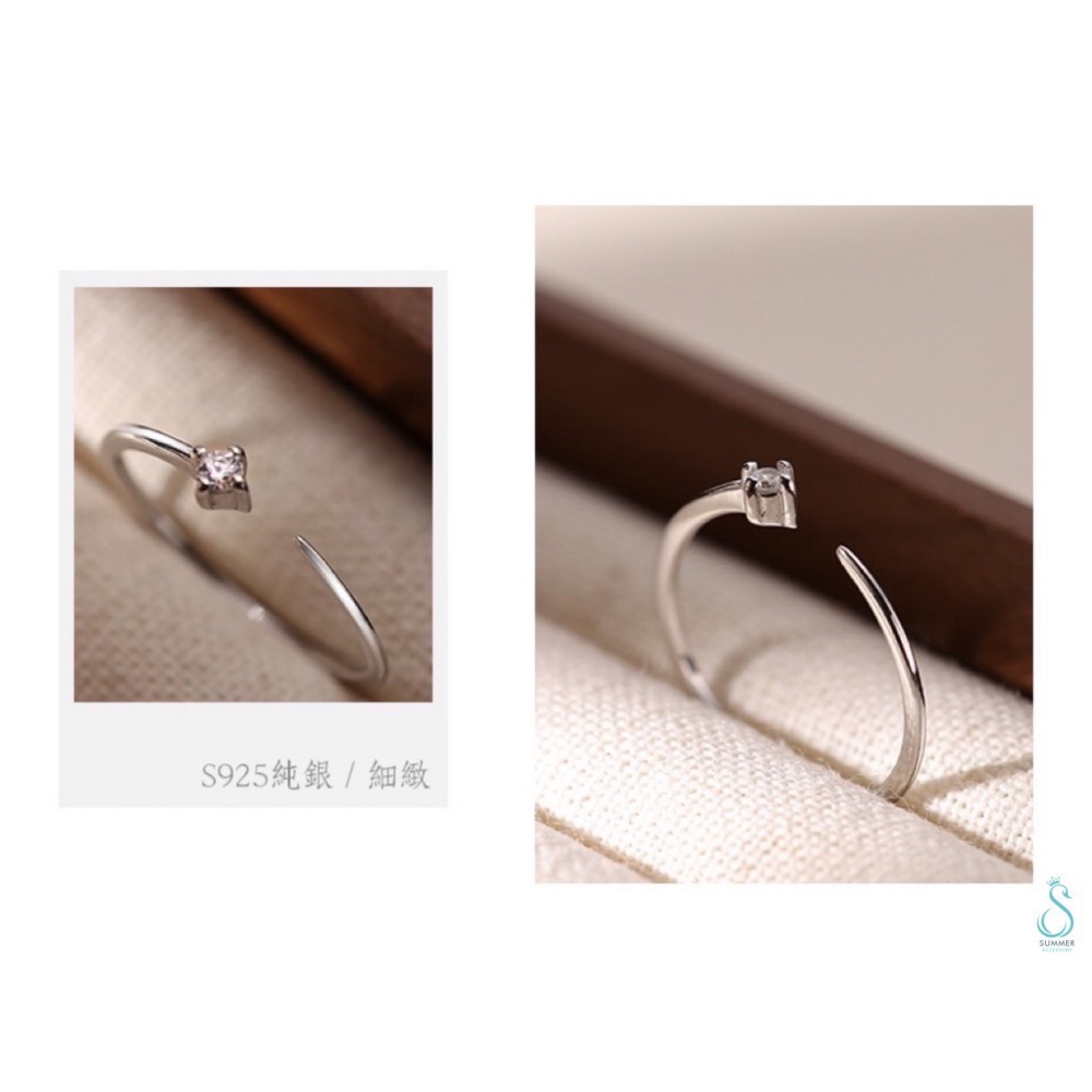 SUMMER 銀飾💫［925純銀］細緻單鑽戒 雙點鑽戒 尾戒 關節戒 純銀戒指-細節圖9