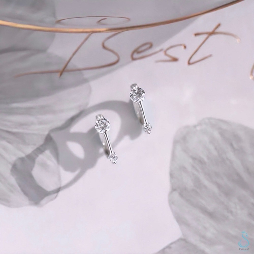 SUMMER 銀飾💫［925純銀］澄然之間 純銀耳環 耳扣耳環-細節圖8