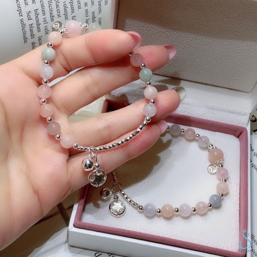 SUMMER 銀飾💫［925純銀］摩根石星星鈴鐺吊飾手鍊 晶石能量手鏈-細節圖4