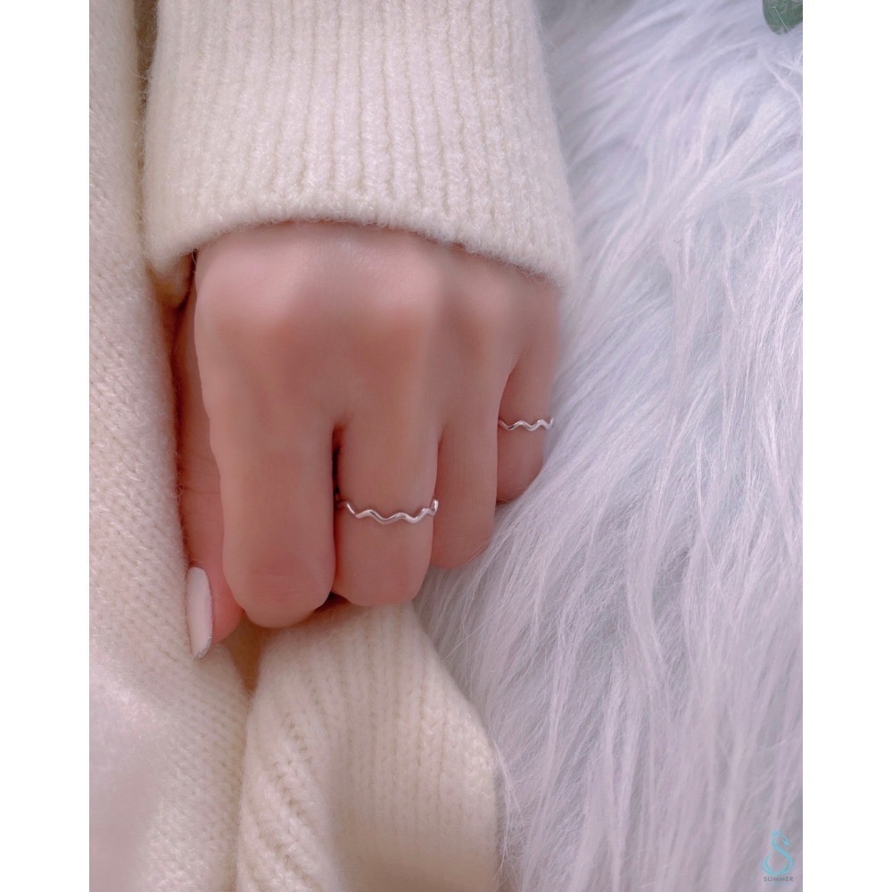 SUMMER 銀飾💫［925純銀］簡約多尺寸線戒 波浪曲線戒 尾戒 純銀戒指-細節圖8