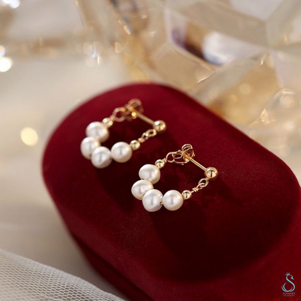 SUMMER韓 銀飾💫［925純銀］法式復古珍珠耳環 手作純銀耳環-細節圖6