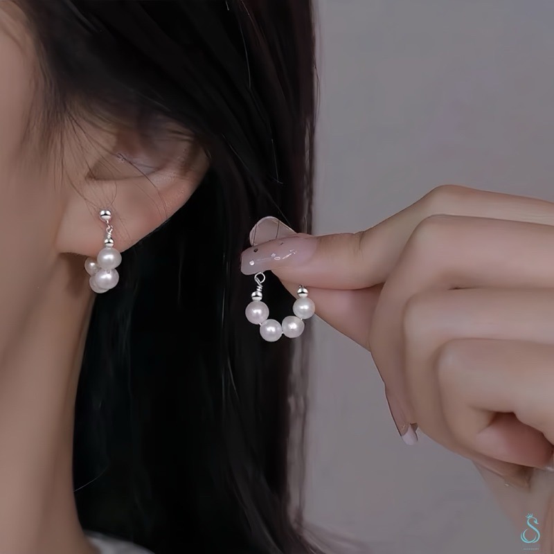 SUMMER韓 銀飾💫［925純銀］法式復古珍珠耳環 手作純銀耳環-細節圖9
