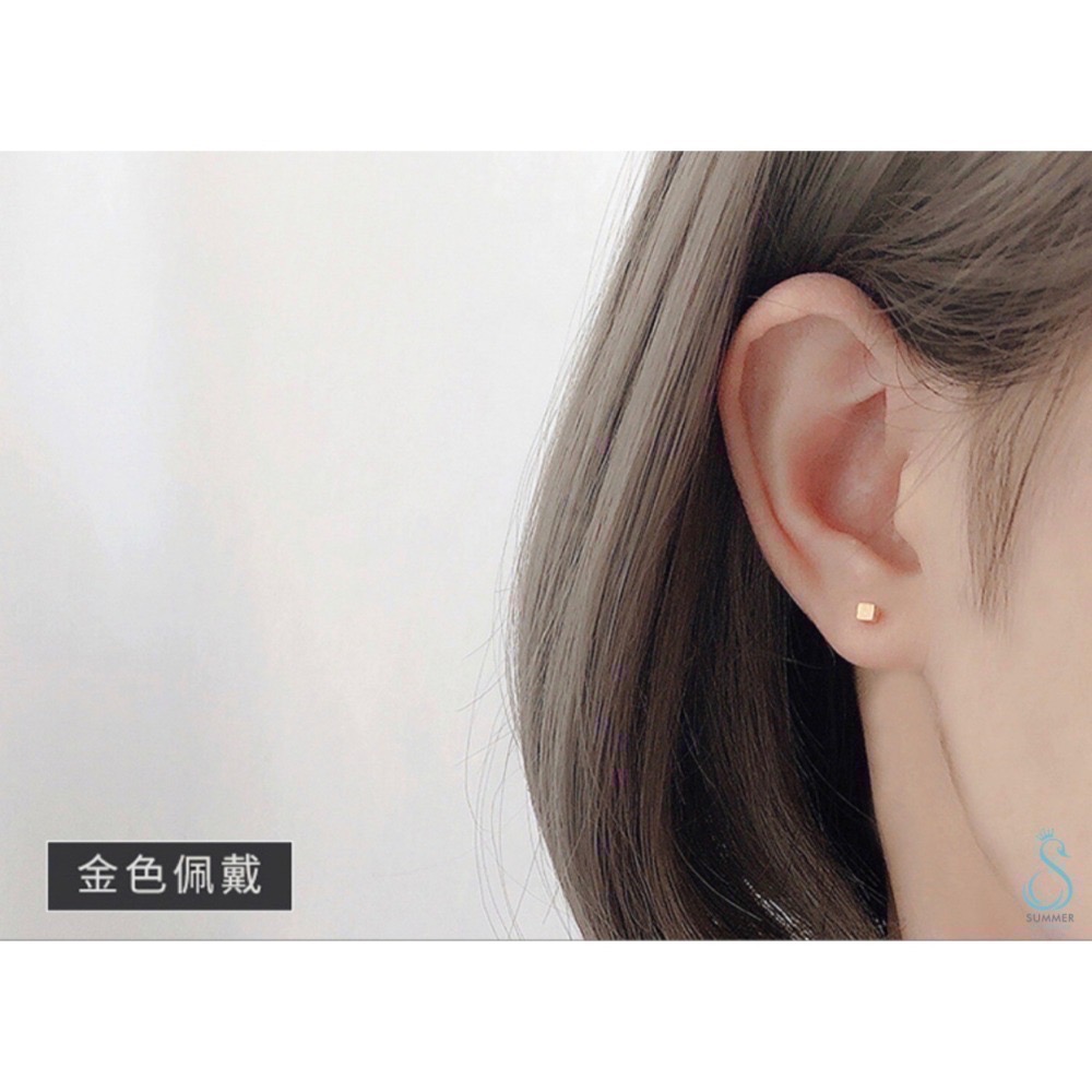 SUMMER 銀飾💫［925純銀］幾何方塊拉絲 防過敏純銀耳針 純銀耳環-細節圖6
