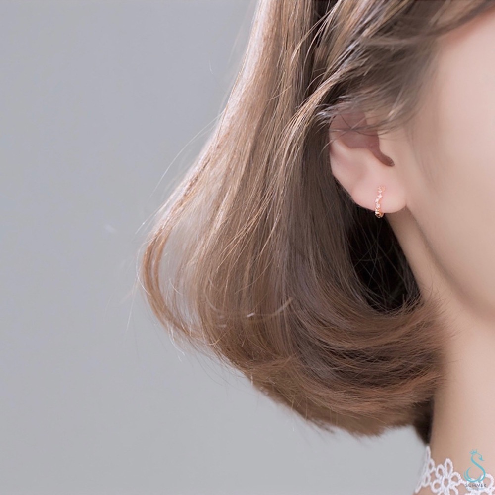 SUMMER韓 銀飾💫［925純銀］繁星點點小耳圈 純銀耳環 耳扣耳環-細節圖3