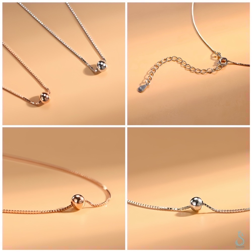 SUMMER 銀飾💫［925純銀］［925純銀］韓流爆款 極簡約 時尚純銀小銀珠項鍊（可自行調整佩戴長度） 純銀項鍊-細節圖8