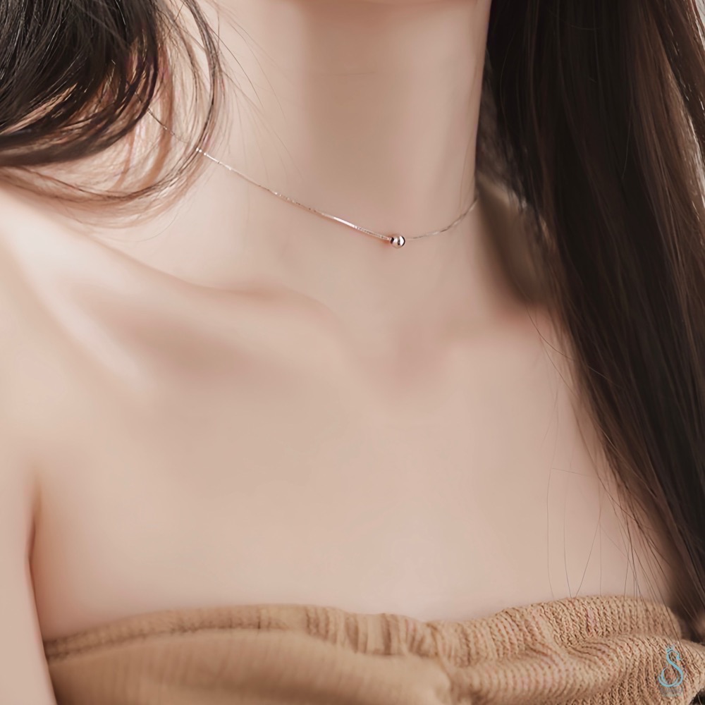 SUMMER 銀飾💫［925純銀］［925純銀］韓流爆款 極簡約 時尚純銀小銀珠項鍊（可自行調整佩戴長度） 純銀項鍊-細節圖9