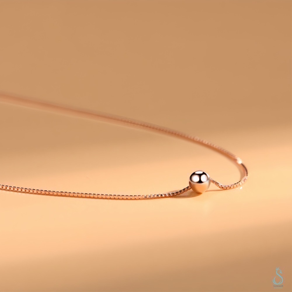 SUMMER 銀飾💫［925純銀］［925純銀］韓流爆款 極簡約 時尚純銀小銀珠項鍊（可自行調整佩戴長度） 純銀項鍊-規格圖9