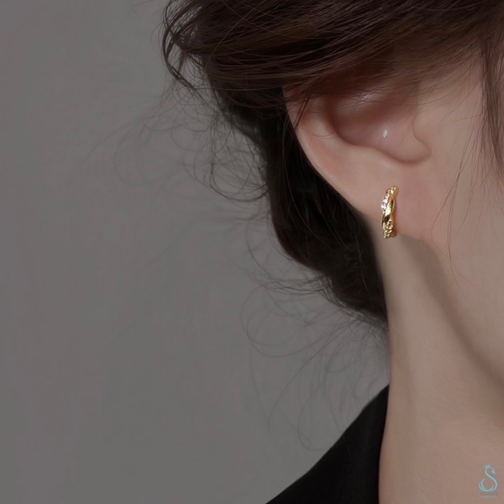 SUMMER韓 銀飾💫［925純銀］鑽辮耳扣 純銀耳扣 純銀耳環-細節圖6