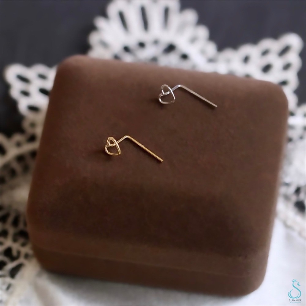 SUMMER 銀飾💫［925純銀］全純銀不過敏 洗澡睡覺不用摘 愛心L型耳棒（一對優惠價） 養耳棒 純銀耳環-細節圖2