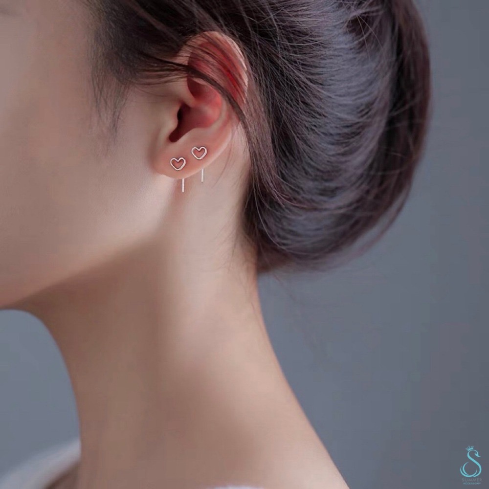 SUMMER 銀飾💫［925純銀］全純銀不過敏 洗澡睡覺不用摘 愛心L型耳棒（一對優惠價） 養耳棒 純銀耳環-細節圖4