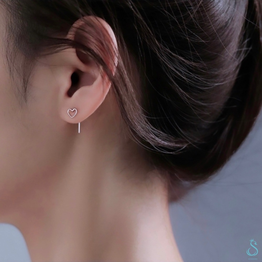 SUMMER 銀飾💫［925純銀］全純銀不過敏 洗澡睡覺不用摘 愛心L型耳棒（一對優惠價） 養耳棒 純銀耳環-細節圖5