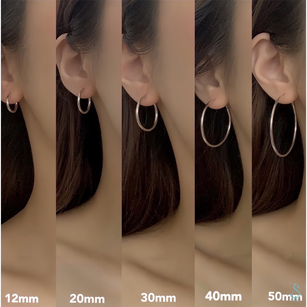 SUMMER 銀飾💫［925純銀］多尺寸12～70mm基礎細圈 純銀耳環 易扣式耳環  圈圈耳環 抗過敏 男女可戴-細節圖4