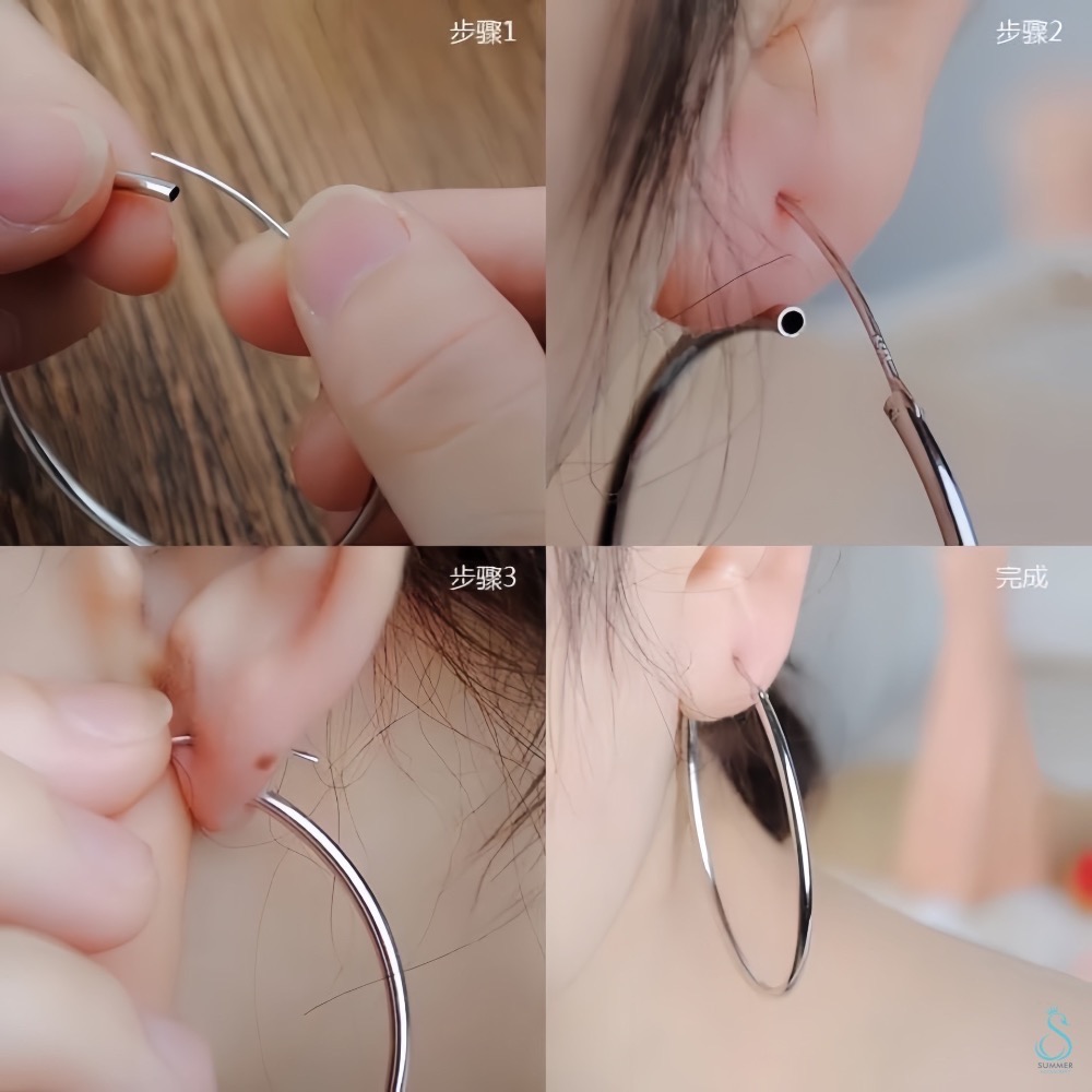 SUMMER 銀飾💫［925純銀］多尺寸12～70mm基礎細圈 純銀耳環 易扣式耳環  圈圈耳環 抗過敏 男女可戴-細節圖5