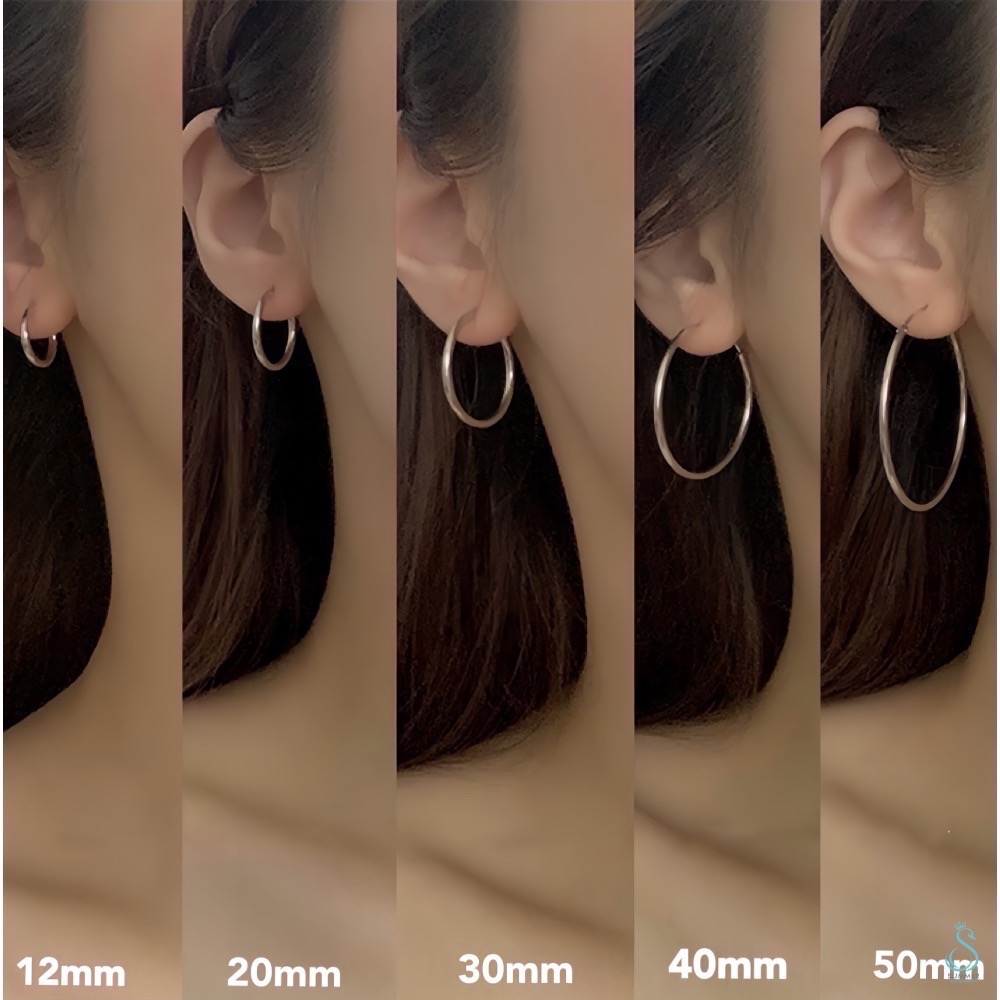 SUMMER 銀飾💫［S925純銀］加厚1.5mm不易變形 抗過敏多尺寸12～70mm基礎細圈 純銀耳環 易扣式圈圈耳-細節圖4