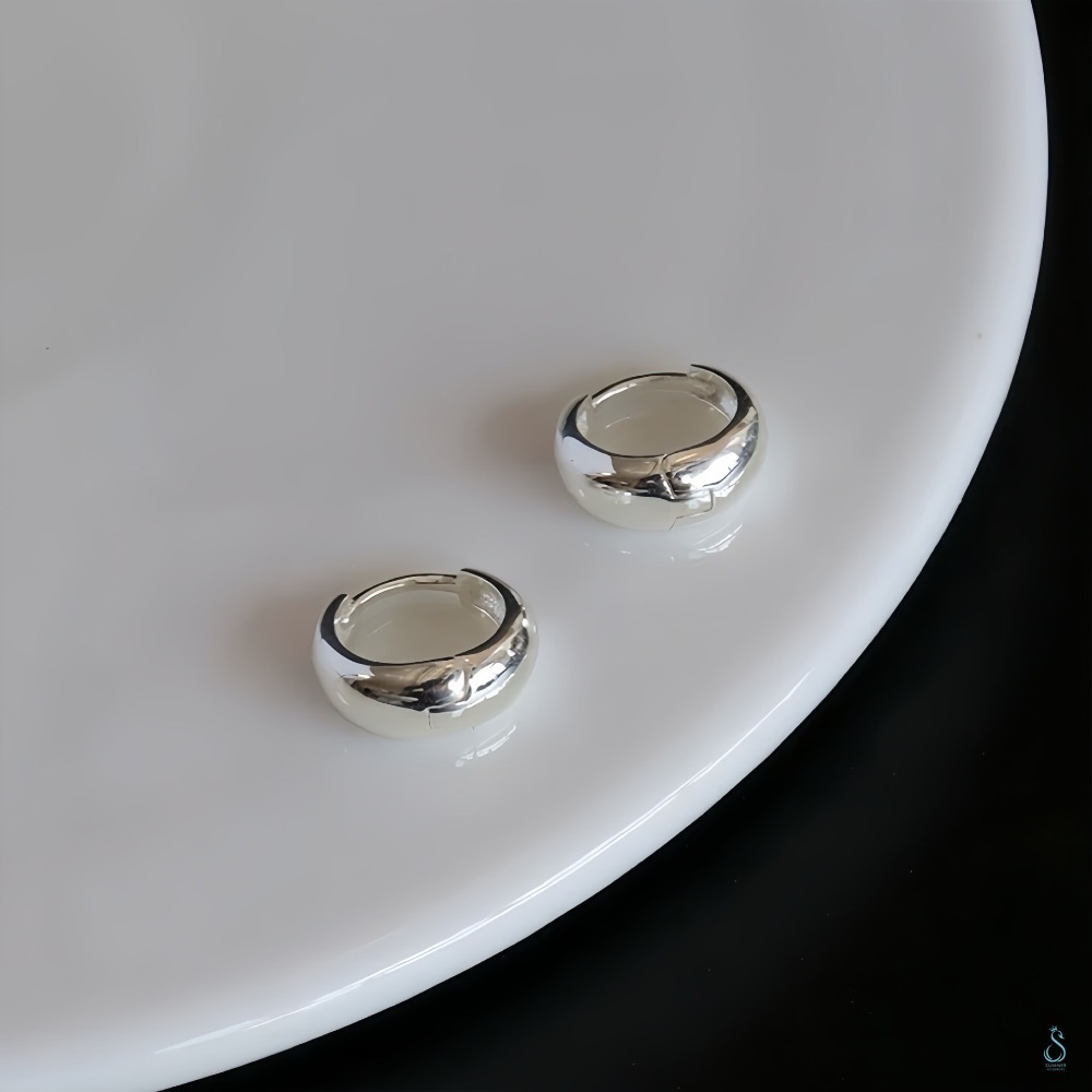 SUMMER韓 銀飾💫 ［925純銀］簡約 寬面耳扣耳環 貼耳耳環 純銀耳環  純銀飾品 韓國銀飾-細節圖2