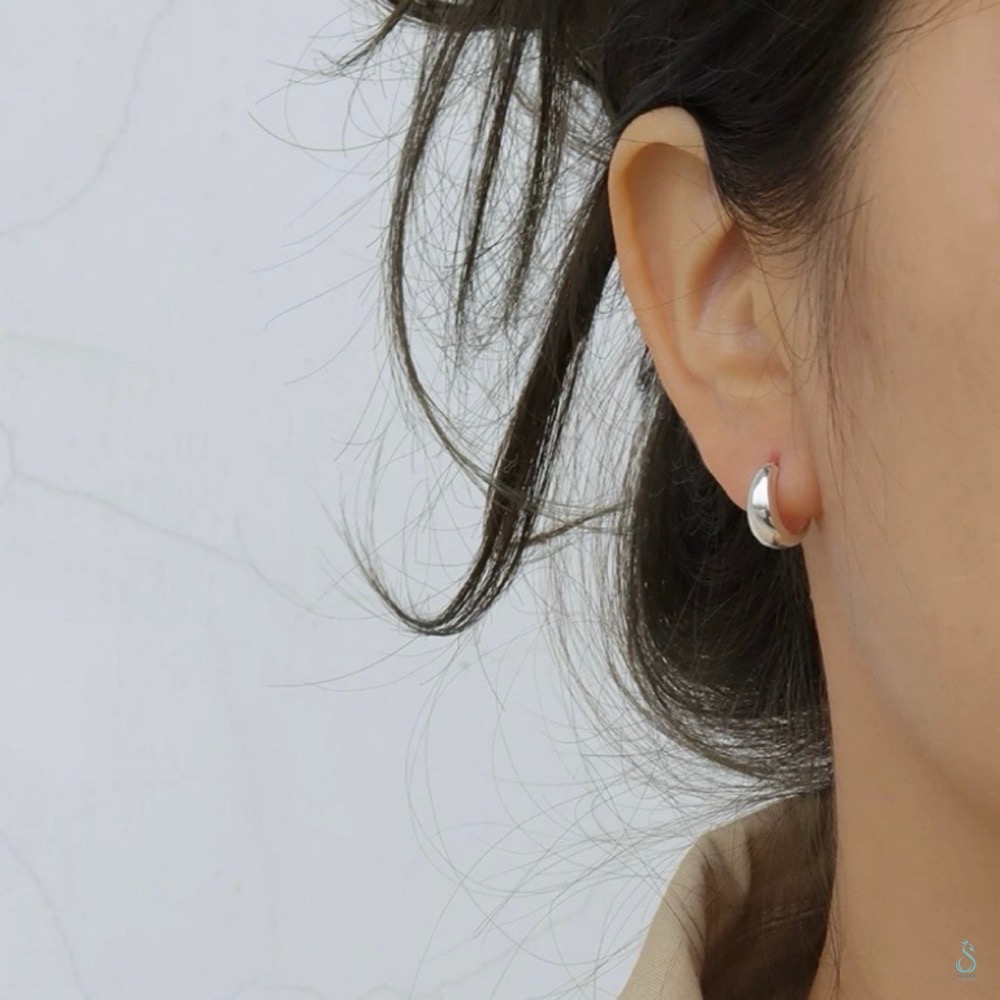 SUMMER韓 銀飾💫 ［925純銀］簡約 寬面耳扣耳環 貼耳耳環 純銀耳環  純銀飾品 韓國銀飾-細節圖3