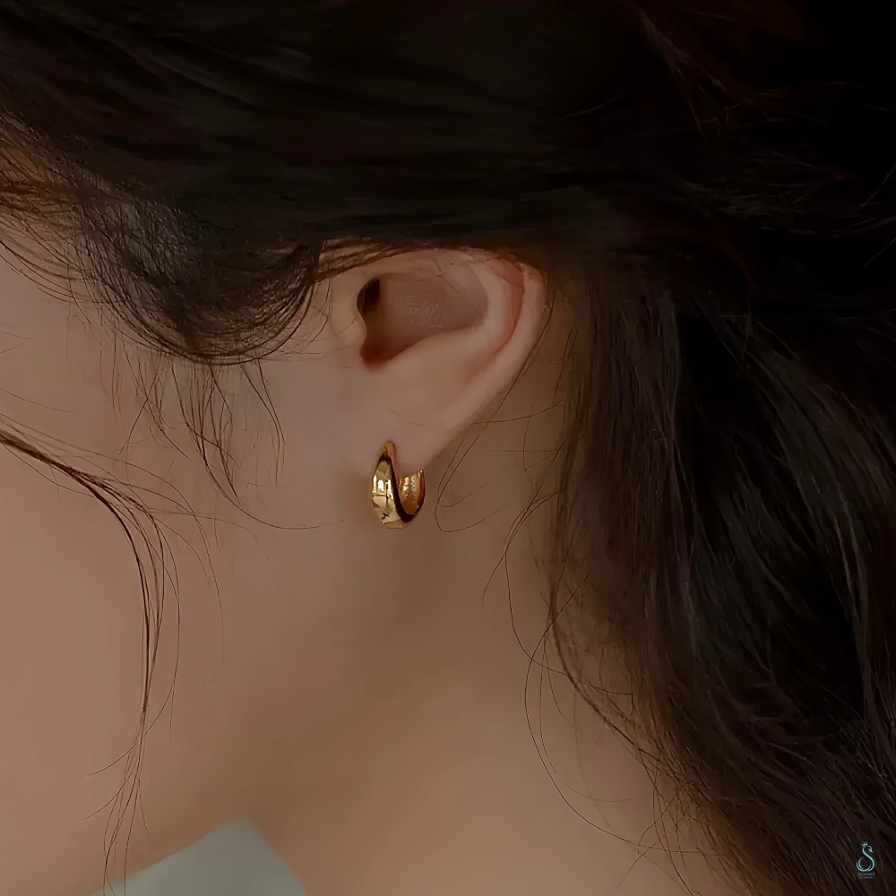 SUMMER韓 銀飾💫 ［925純銀］簡約 寬面耳扣耳環 貼耳耳環 純銀耳環  純銀飾品 韓國銀飾-細節圖5