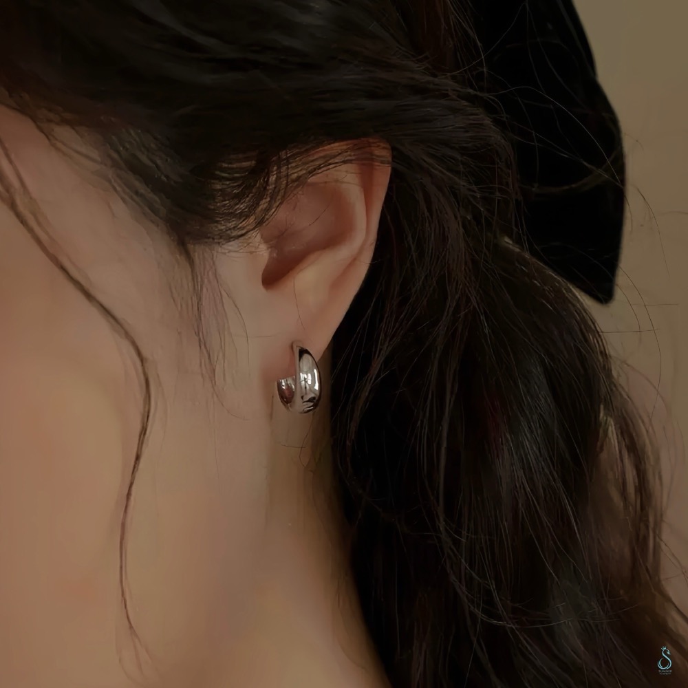 SUMMER韓 銀飾💫 ［925純銀］簡約 寬面耳扣耳環 貼耳耳環 純銀耳環  純銀飾品 韓國銀飾-細節圖6