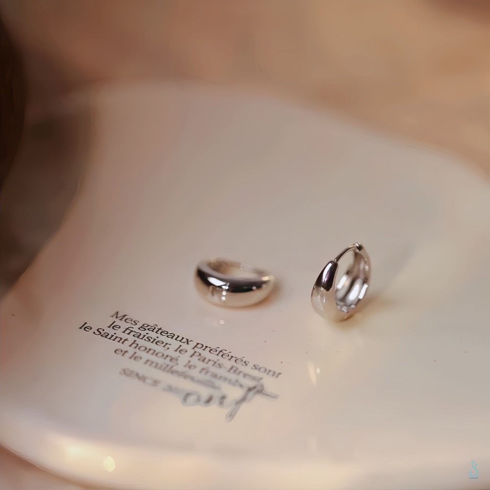 SUMMER韓 銀飾💫 ［925純銀］簡約 寬面耳扣耳環 貼耳耳環 純銀耳環  純銀飾品 韓國銀飾-細節圖8