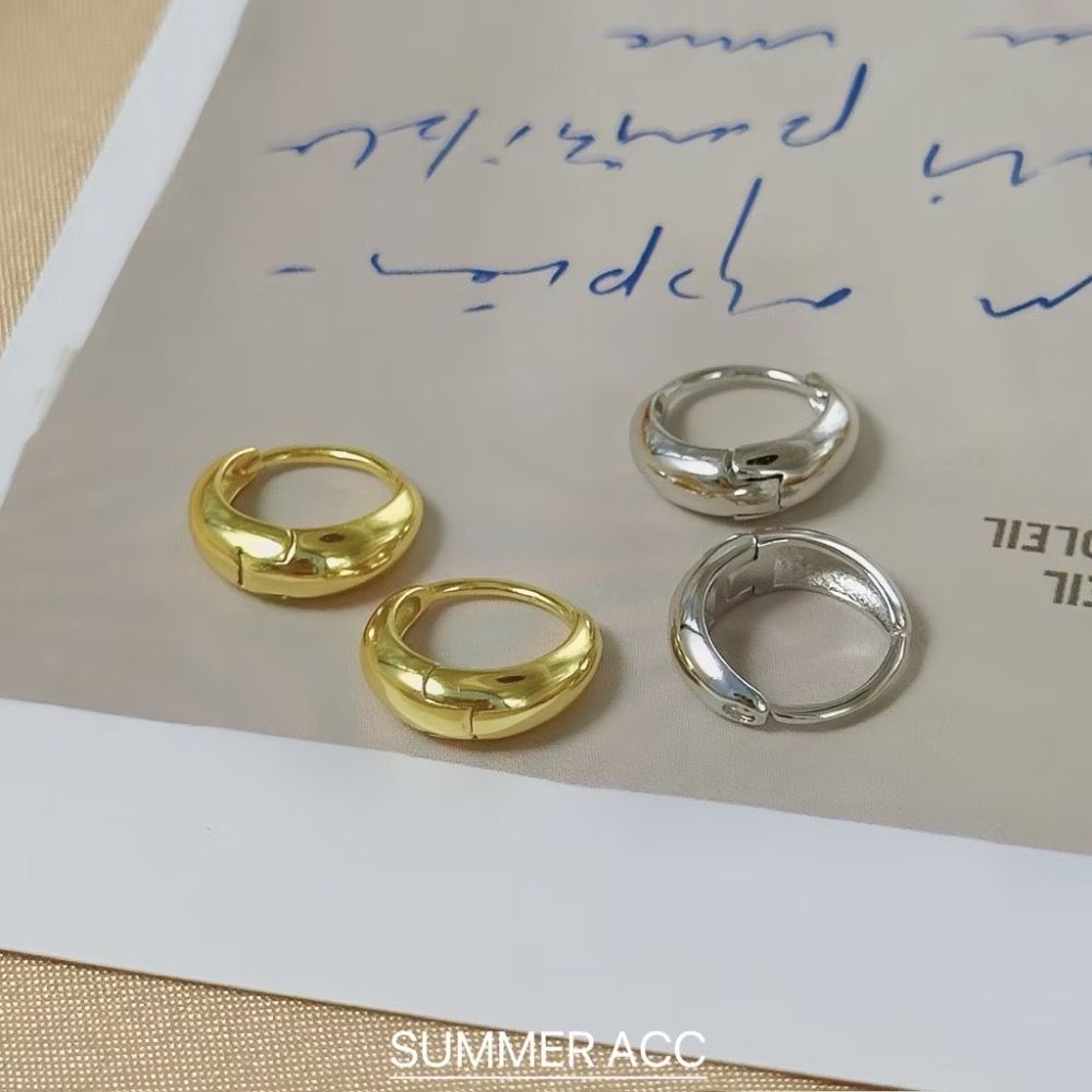 SUMMER韓 銀飾💫 ［S925純銀］簡約 小寬面耳扣耳環 貼耳耳環 純銀耳環  純銀飾品 韓國銀飾-細節圖6