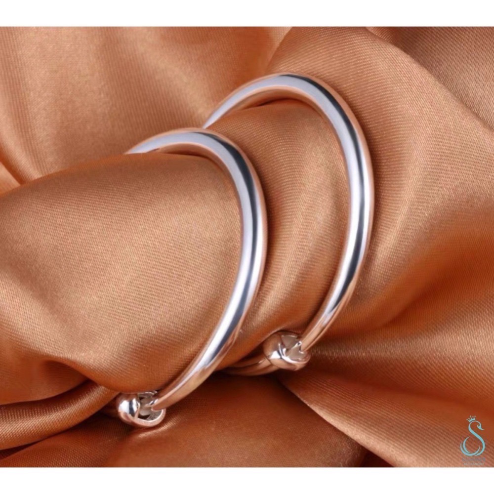 SUMMER 銀飾💫［999足銀］經典款簡約光圈亮面拉推手鐲 親子手鐲 寶寶手鐲 純銀手環［代購/正生純銀手環］-細節圖9