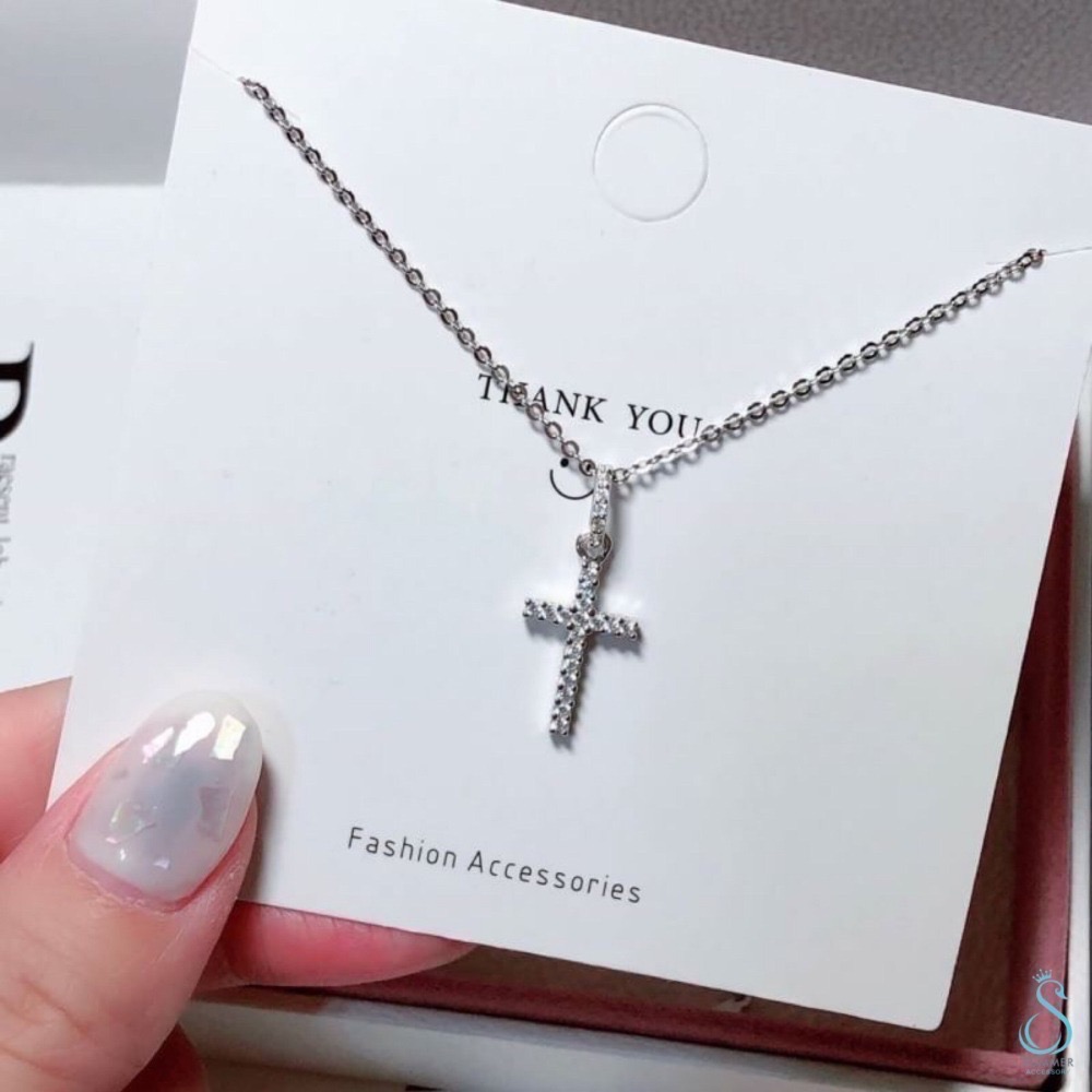 SUMMER 銀飾💫［925純銀］ ⛪️經典款鑲鑽十字架項鍊  純銀項鍊-細節圖3